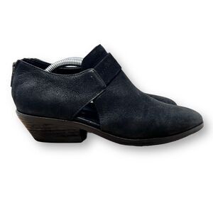 Eileen Fisher LISBON Booties Black Nubuck Cut Out Block Heel Women’s 7